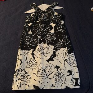 Floral Black and White Women's Dress